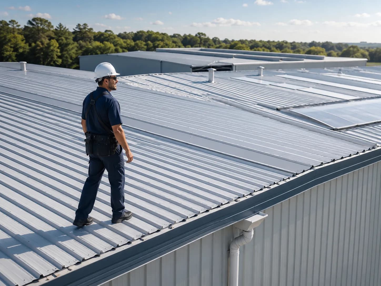 Manufacturing floor beneath a wide-span roof